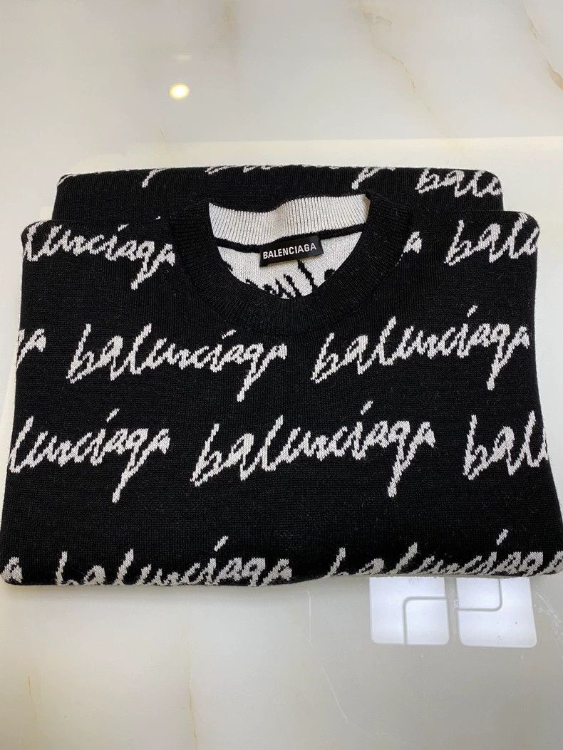 Balenciaga Balenciaga Signature Logo Loose Knit Sweater-yf Size US XS / EU 42 / 0 - 3 Thumbnail