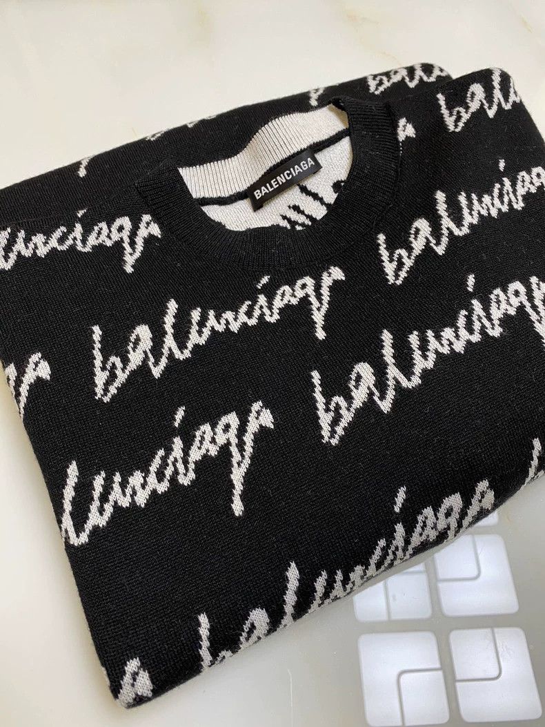 Balenciaga Balenciaga Signature Logo Loose Knit Sweater-yf Size US XS / EU 42 / 0 - 4 Thumbnail