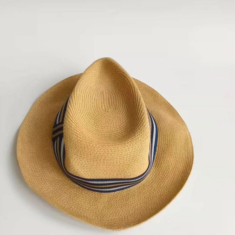 Hermes Hermes Blue White Brown Stripe Fisherman Hat-yf Size ONE SIZE - 2 Thumbnail