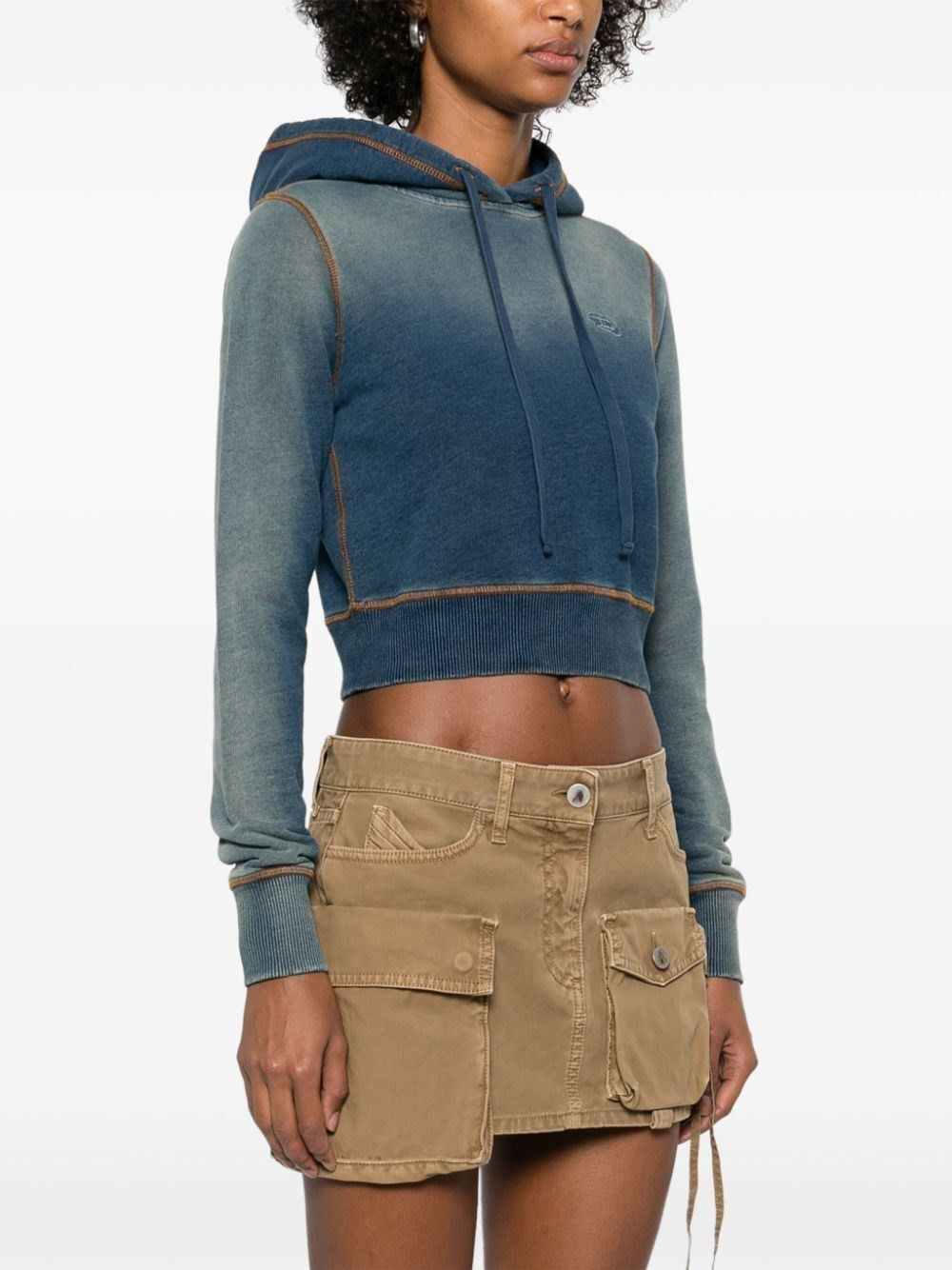 Diesel `F-Slimmy-Hood-Q1` Cropped Hoodie Size L / US 10 / IT 46 - 5 Thumbnail