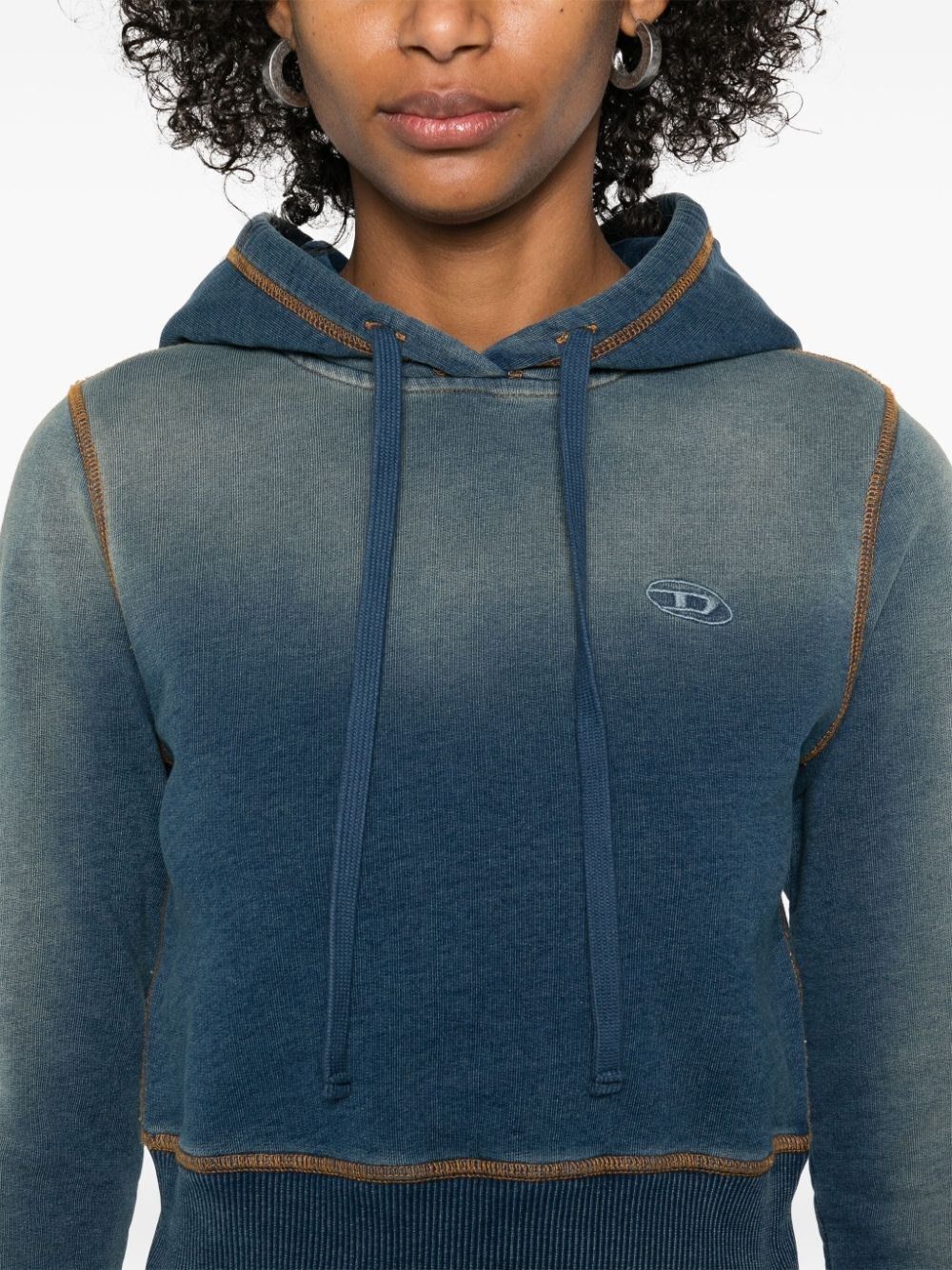 Diesel `F-Slimmy-Hood-Q1` Cropped Hoodie Size L / US 10 / IT 46 - 3 Thumbnail
