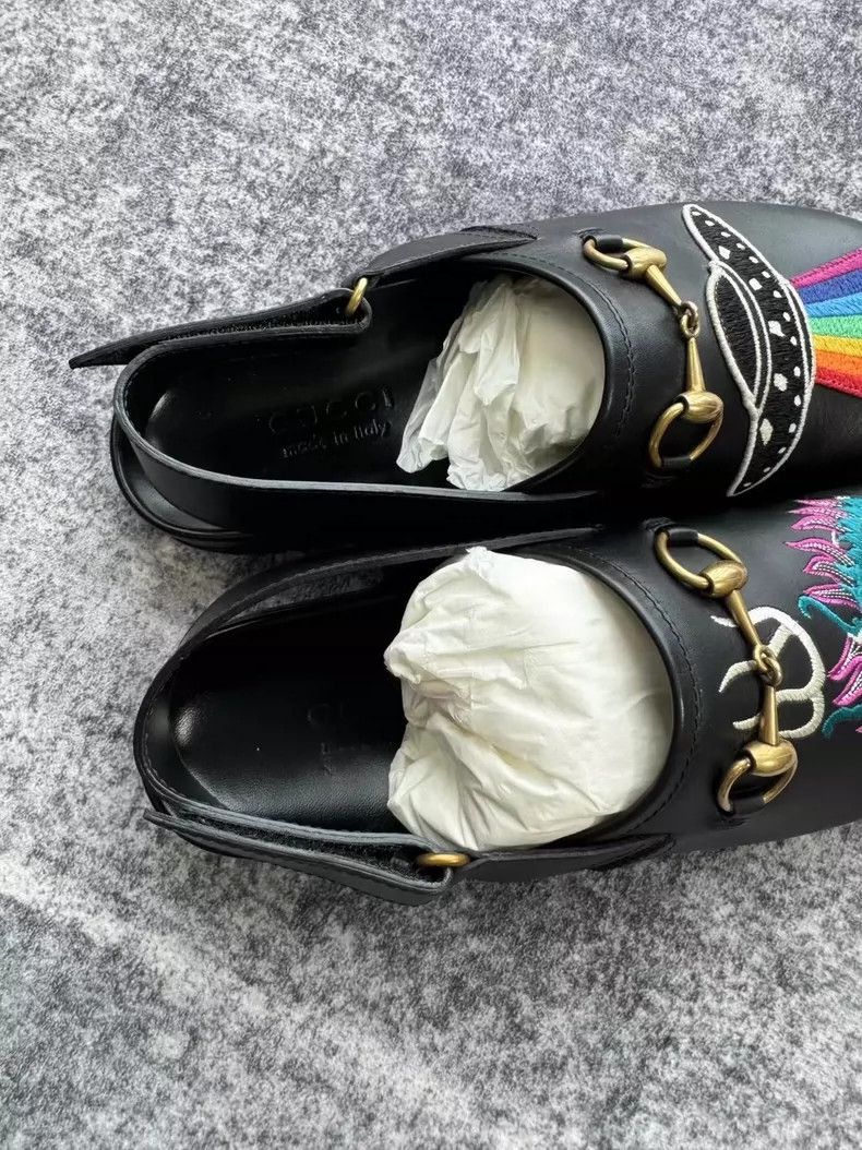 Gucci Gucci Black Embroidered Slip-On Sandals-yf Size US 8 / EU 41 - 3 Thumbnail