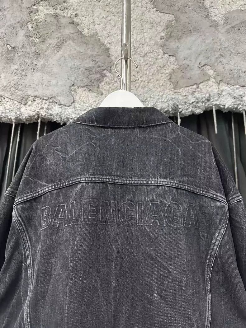 Balenciaga Balenciaga Black Gray Denim Jacket-yf Size US XXL / EU 58 / 5 - 3 Thumbnail