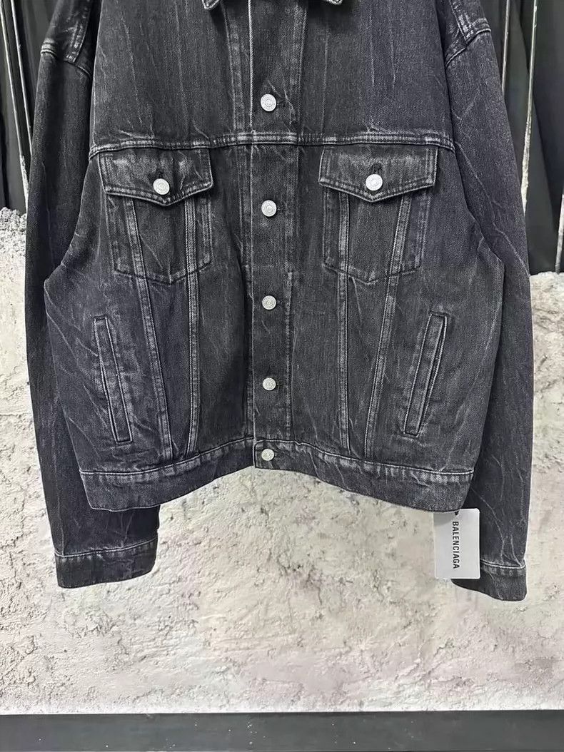 Balenciaga Balenciaga Black Gray Denim Jacket-yf Size US XXL / EU 58 / 5 - 5 Thumbnail
