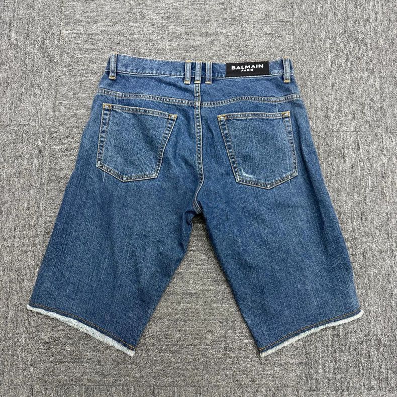 Balmain Balmain Distressed Denim Shorts Size 31-yf Size US 31 - 2 Thumbnail