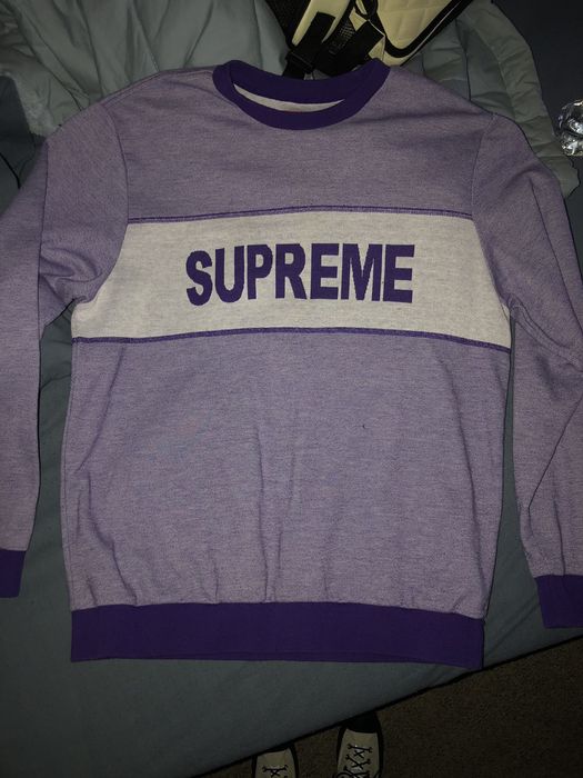 supreme Tonal Stripe Logo crewneckパープル L-