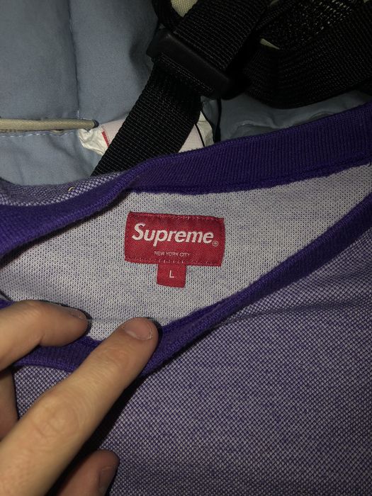 Supreme Tonal Stripe Logo Crewneck Purple | Grailed