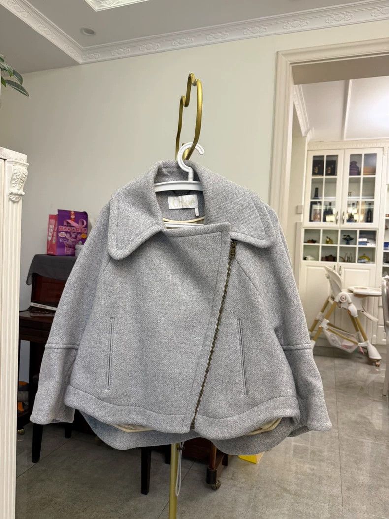 Chloe Chloe Gray Wool Cape Coat Outerwear-yf Size US S / EU 44-46 / 1 - 2 Thumbnail