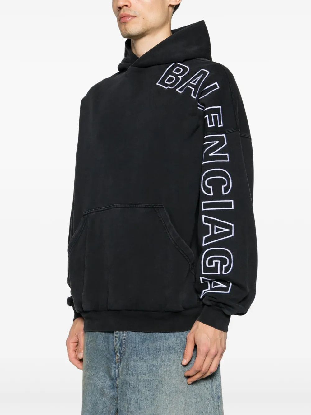 Balenciaga Outline logo-embroidered cotton hoodie Size US S / EU 44-46 / 1 - 2 Thumbnail