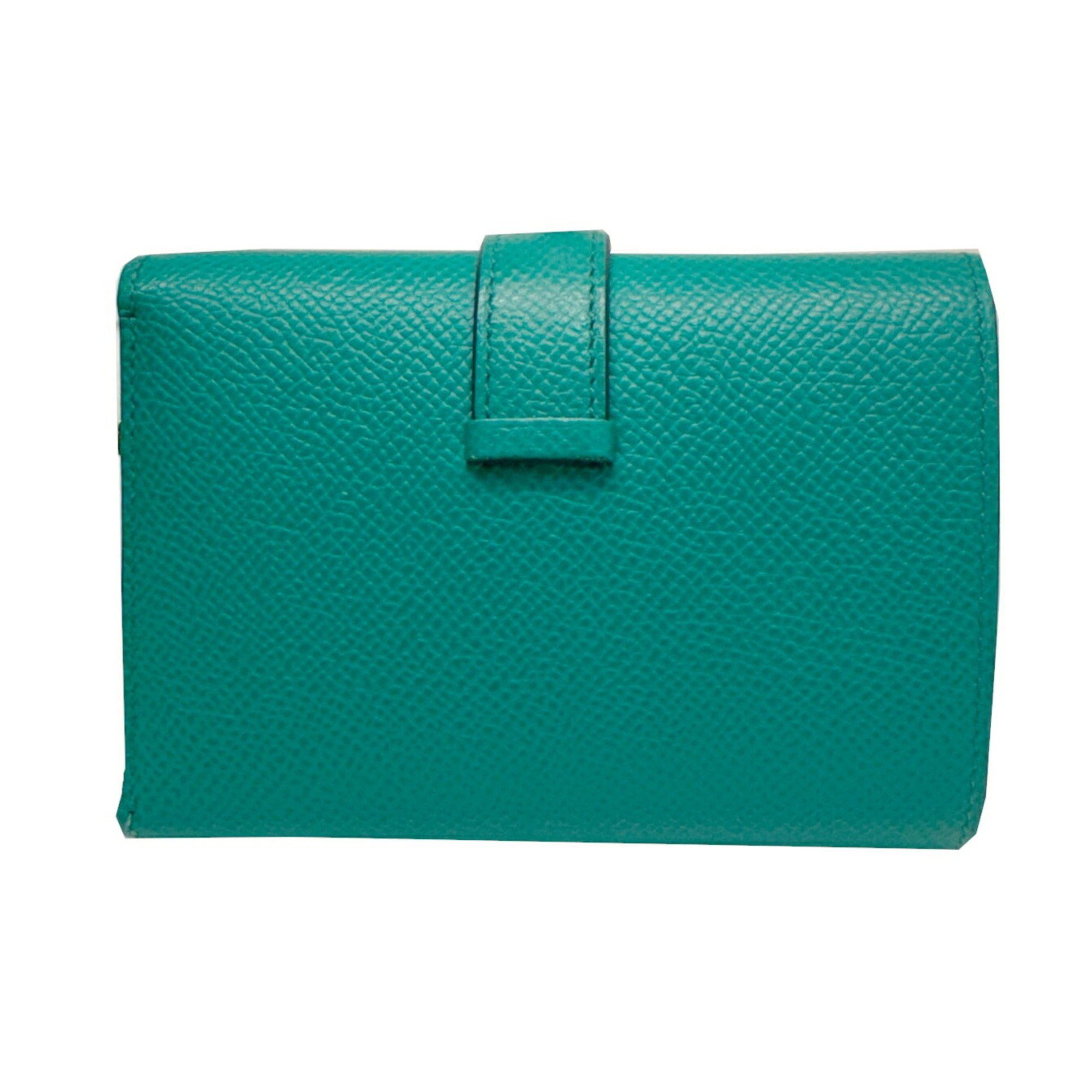 Hermes HERMES Bearn Combination Epson Vert Jade B Stamp 2023 Made Green Silver Metal Fittings Compact Wallet Size ONE SIZE - 2 Thumbnail