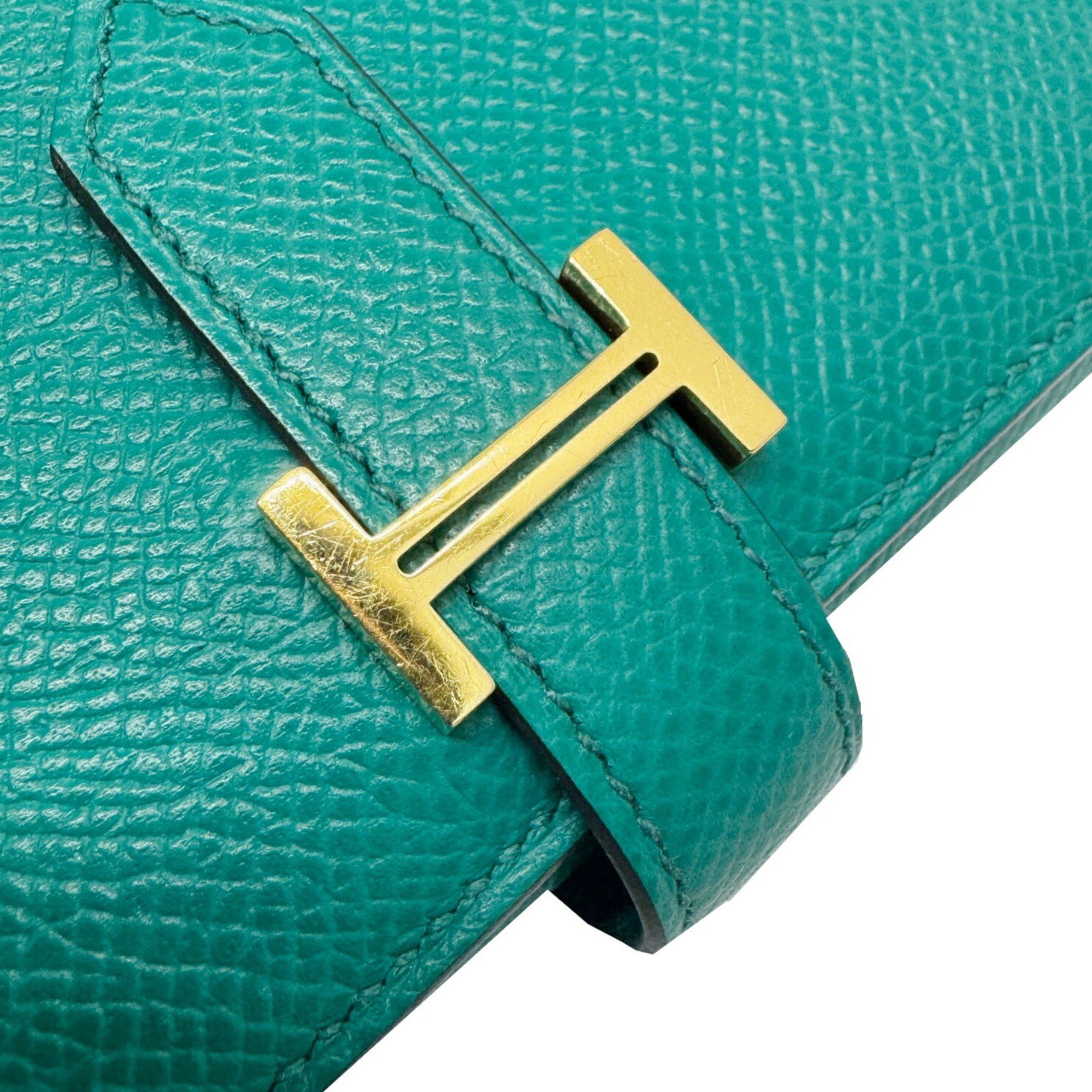 Hermes HERMES Bearn Combination Epson Vert Jade B Stamp 2023 Made Green Silver Metal Fittings Compact Wallet Size ONE SIZE - 7 Thumbnail