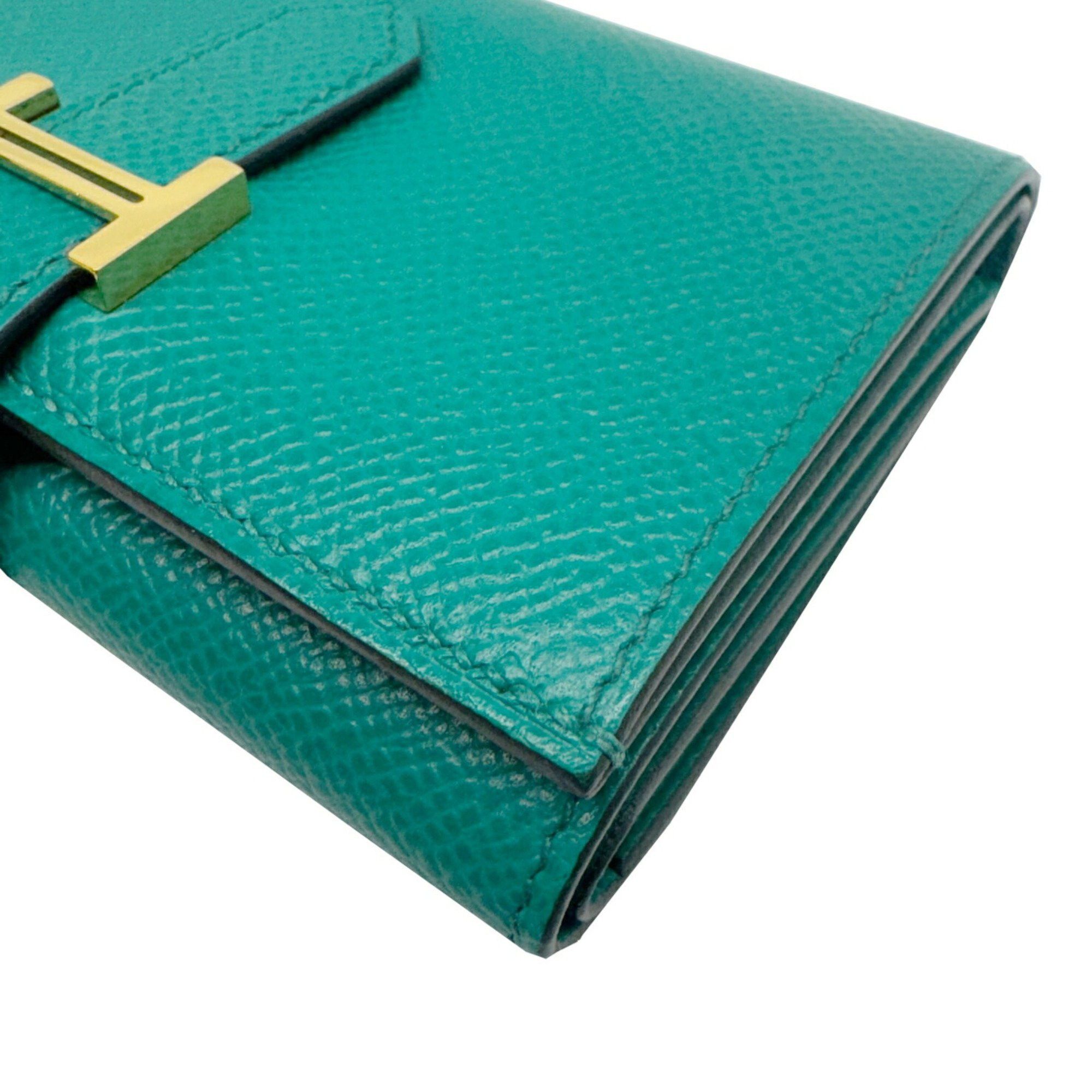 Hermes HERMES Bearn Combination Epson Vert Jade B Stamp 2023 Made Green Silver Metal Fittings Compact Wallet Size ONE SIZE - 4 Thumbnail