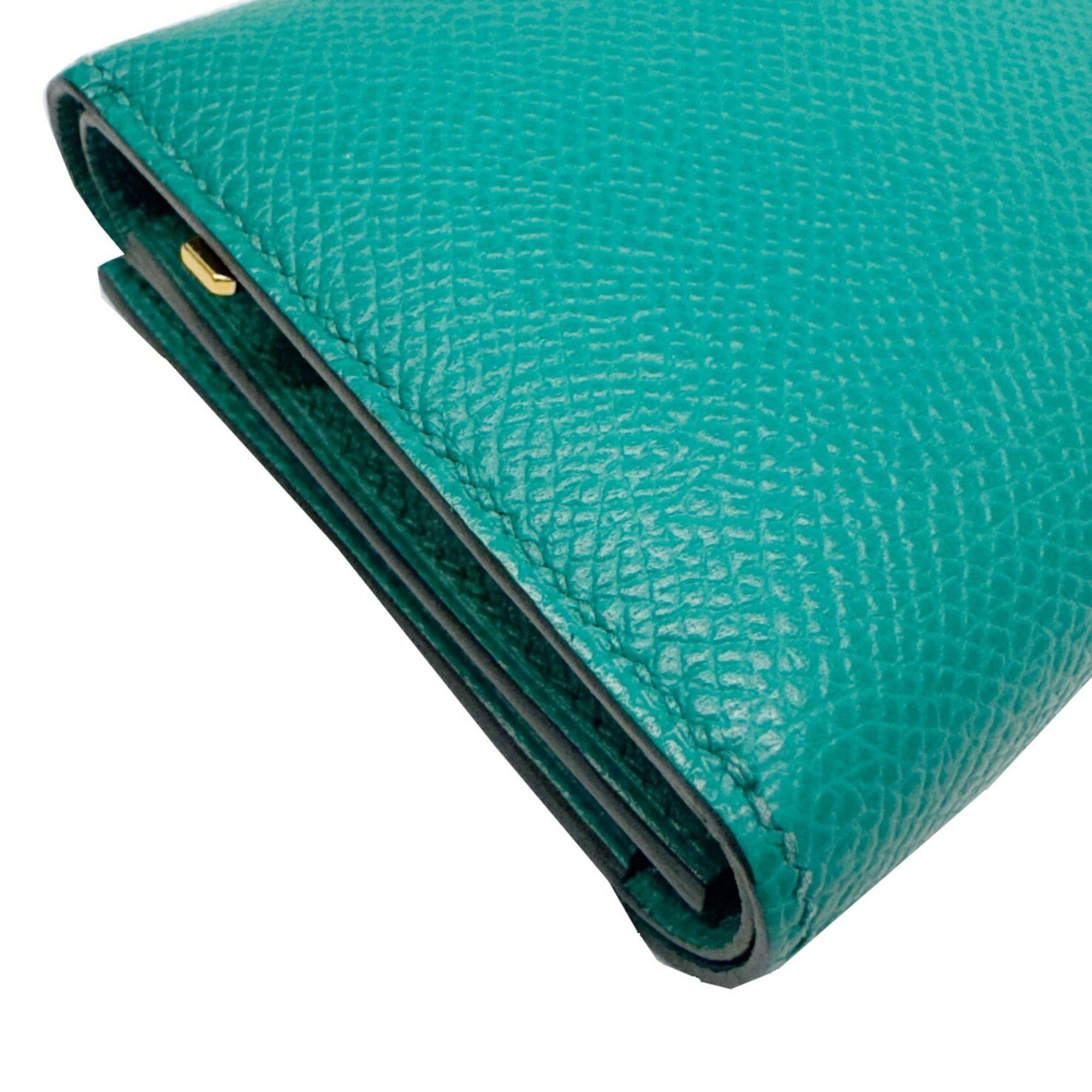 Hermes HERMES Bearn Combination Epson Vert Jade B Stamp 2023 Made Green Silver Metal Fittings Compact Wallet Size ONE SIZE - 6 Thumbnail