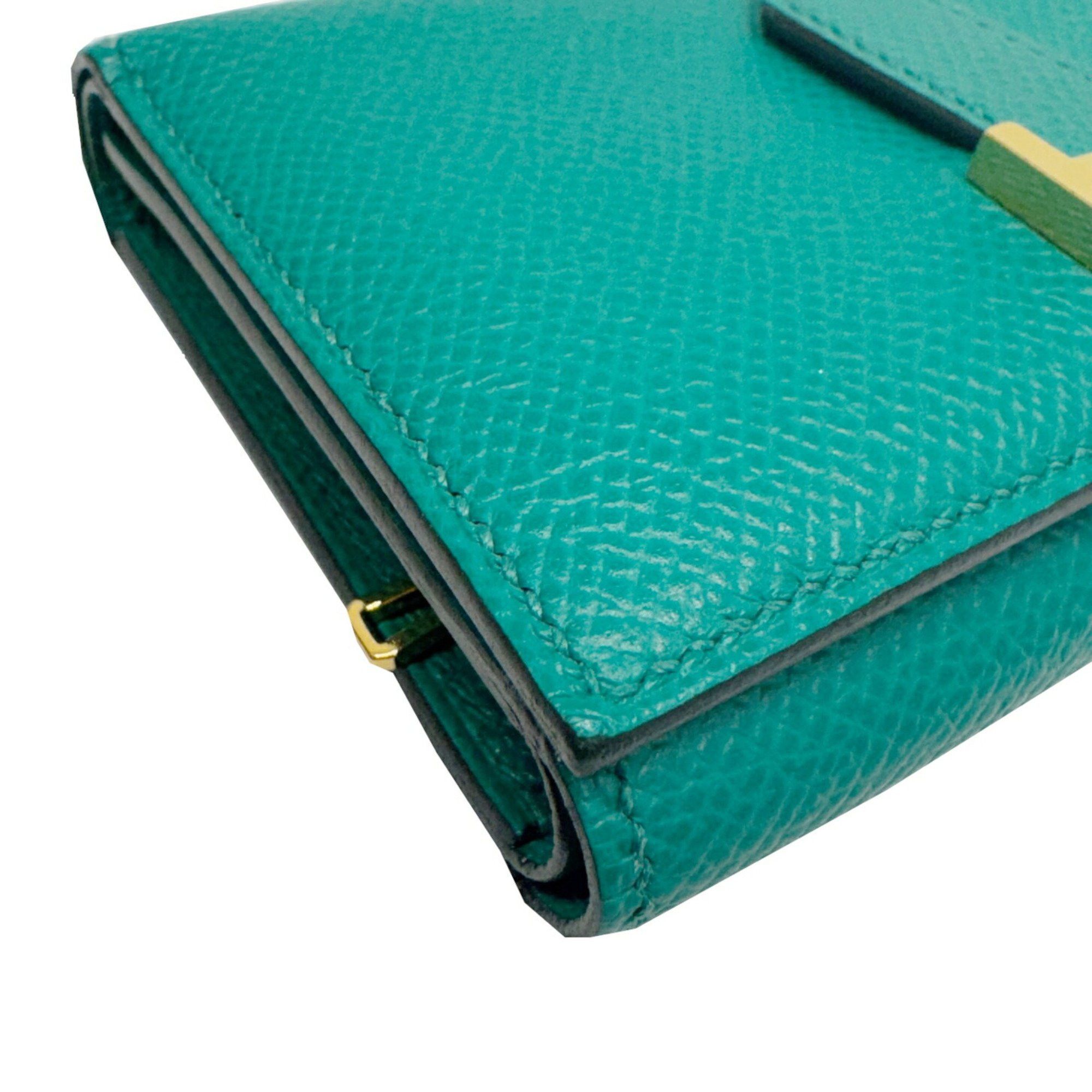 Hermes HERMES Bearn Combination Epson Vert Jade B Stamp 2023 Made Green Silver Metal Fittings Compact Wallet Size ONE SIZE - 3 Thumbnail