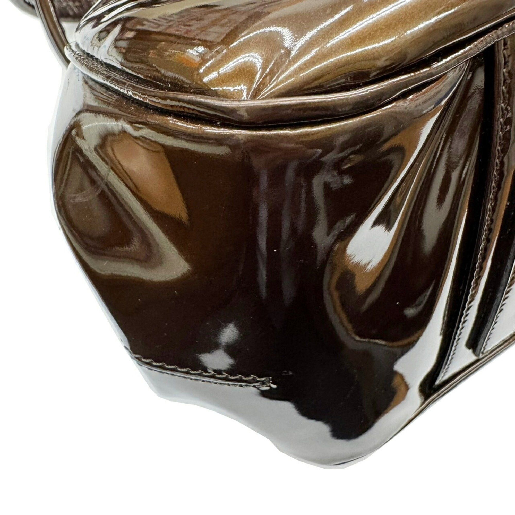 Giorgio Armani Giorgio Armani handbag enamel Gamaro brown patent ladies YGW559 Size ONE SIZE - 6 Thumbnail