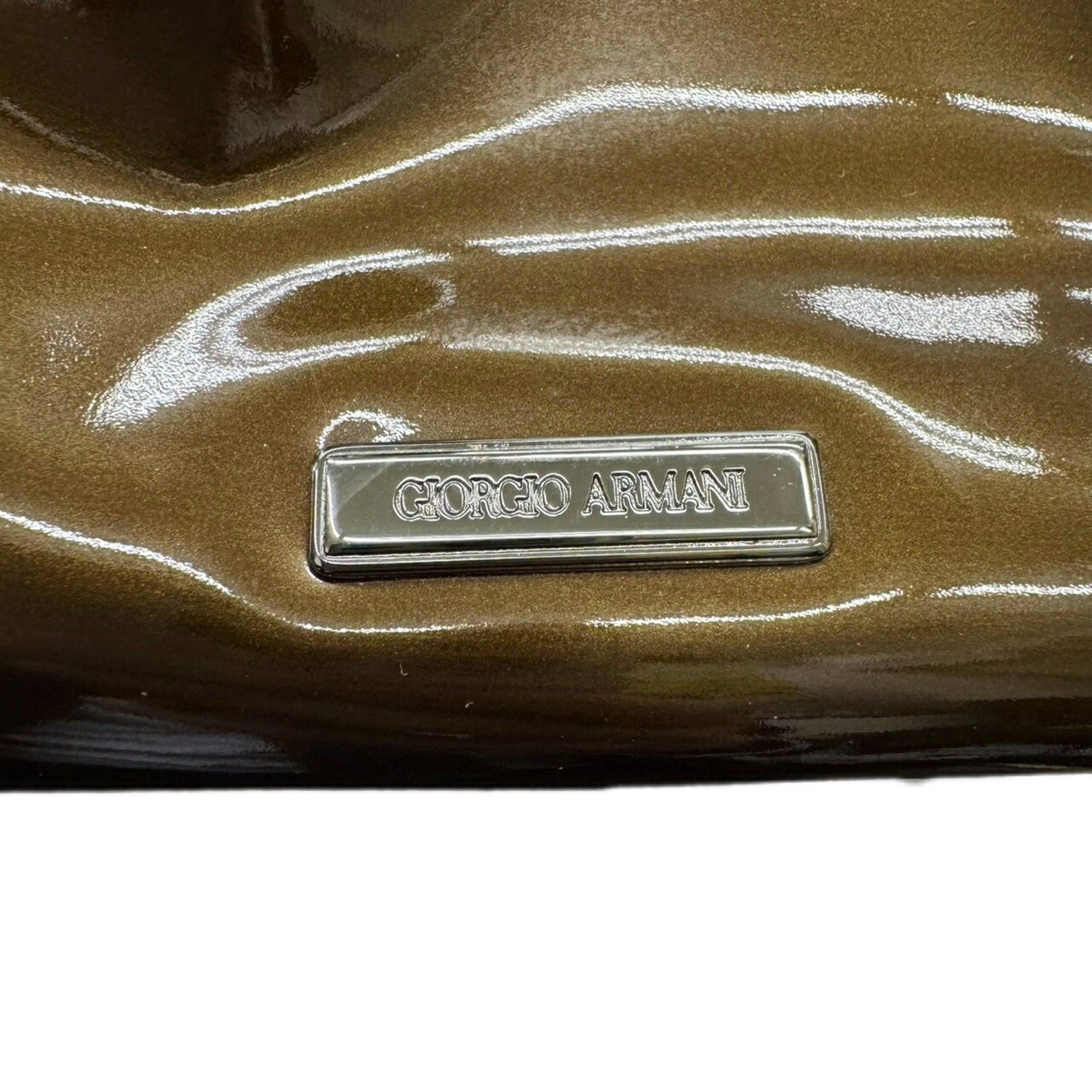 Giorgio Armani Giorgio Armani handbag enamel Gamaro brown patent ladies YGW559 Size ONE SIZE - 11 Thumbnail