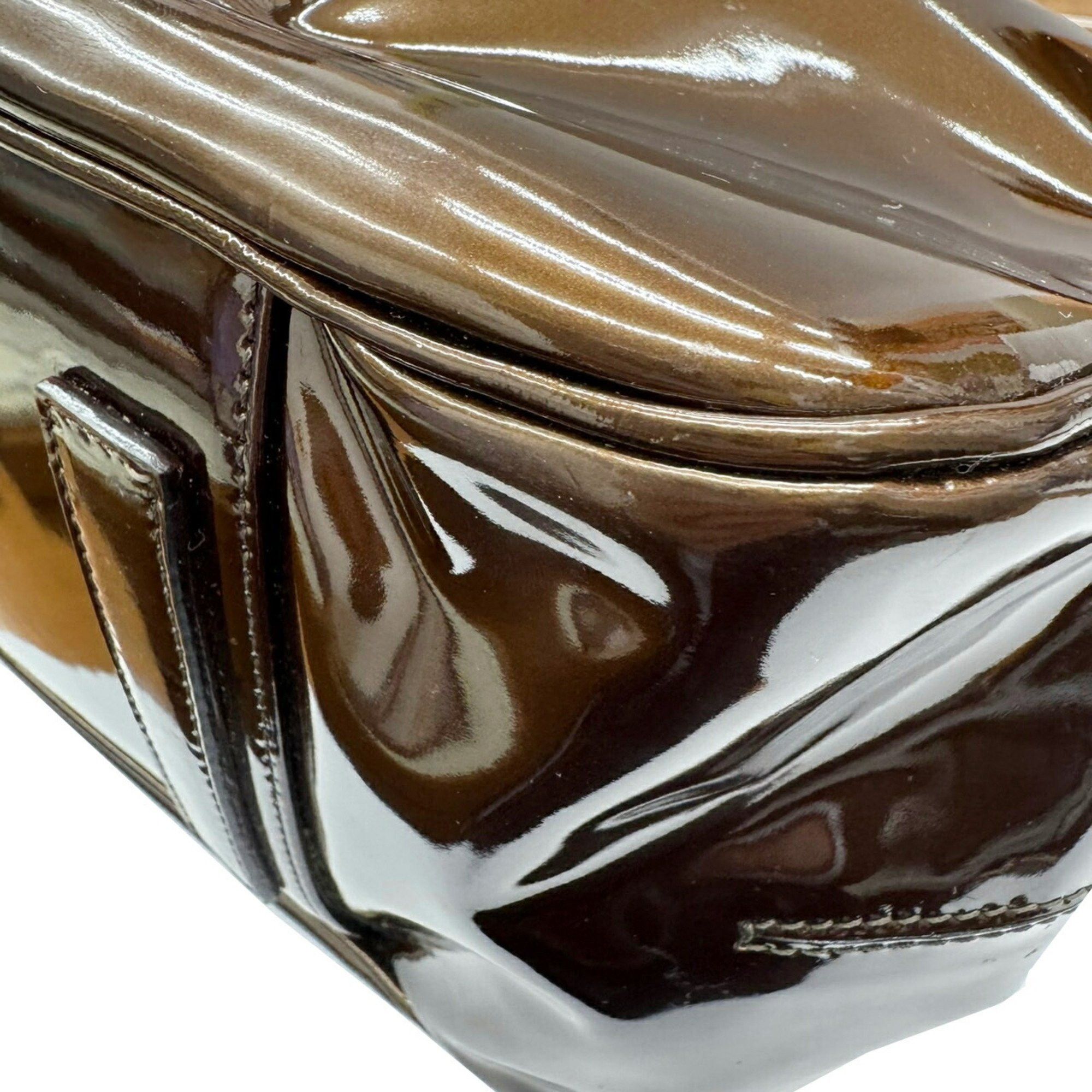 Giorgio Armani Giorgio Armani handbag enamel Gamaro brown patent ladies YGW559 Size ONE SIZE - 7 Thumbnail