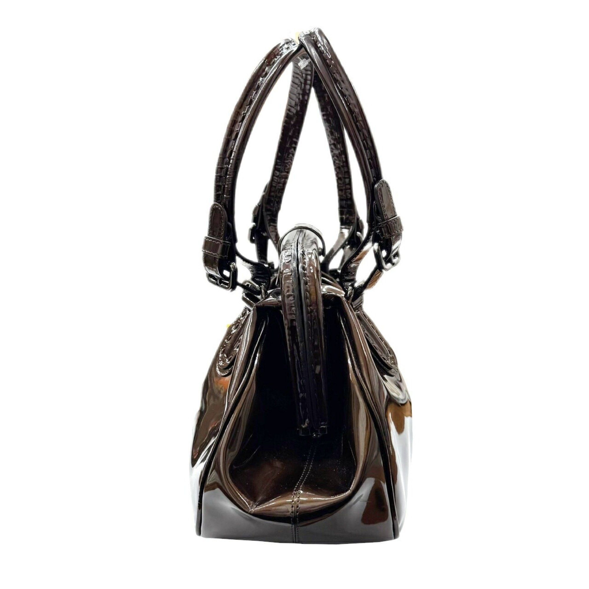 Giorgio Armani Giorgio Armani handbag enamel Gamaro brown patent ladies YGW559 Size ONE SIZE - 3 Thumbnail