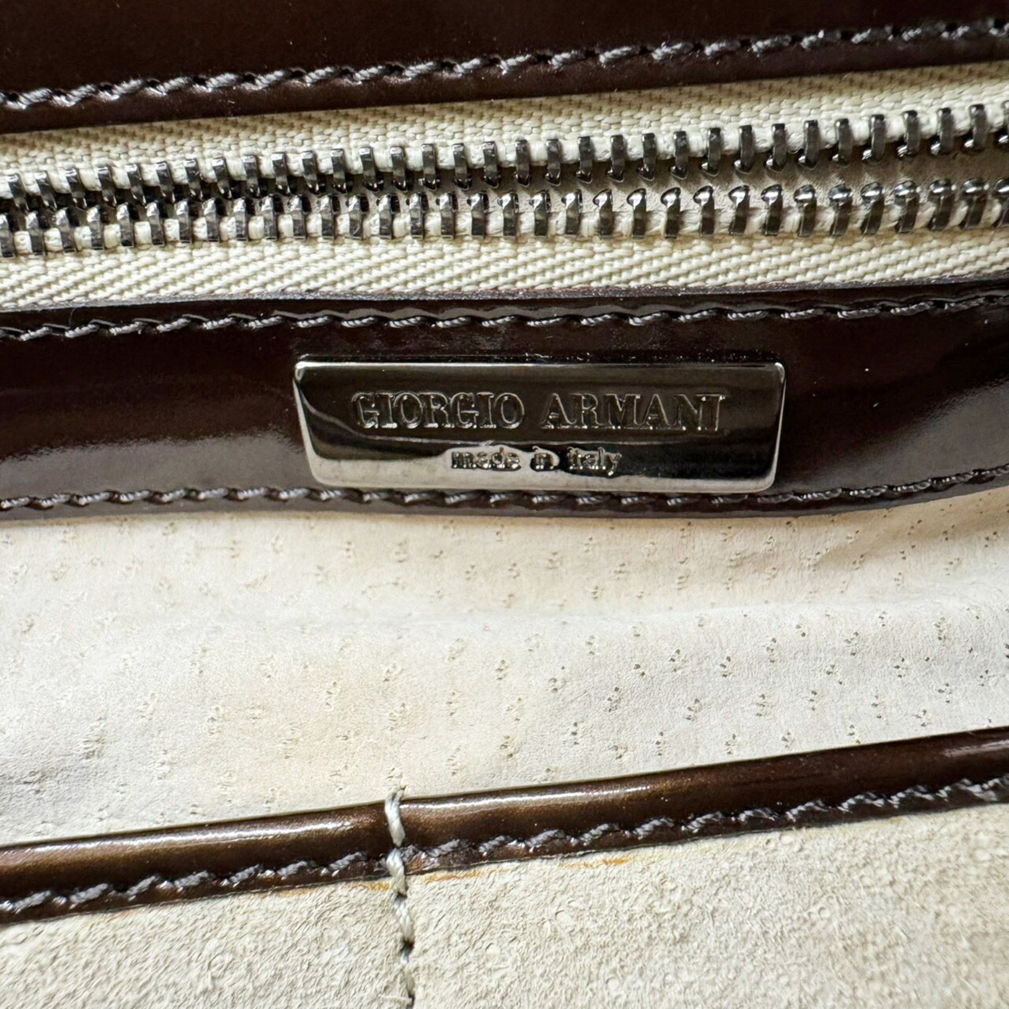 Giorgio Armani Giorgio Armani handbag enamel Gamaro brown patent ladies YGW559 Size ONE SIZE - 15 Thumbnail