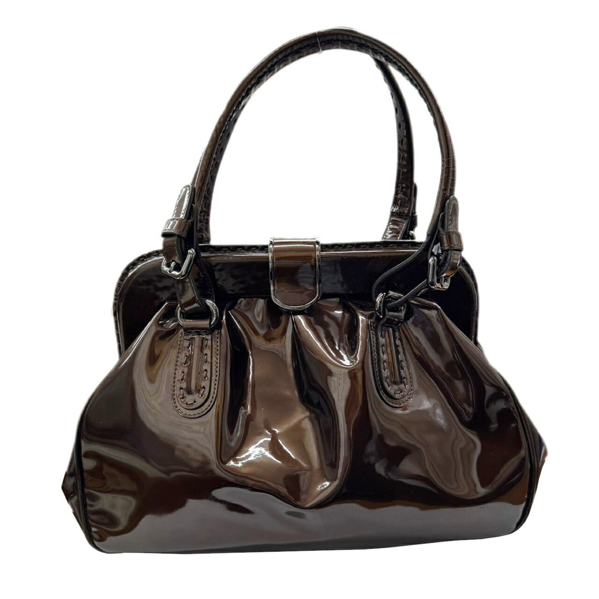 Giorgio Armani Giorgio Armani handbag enamel Gamaro brown patent ladies YGW559 Size ONE SIZE - 2 Thumbnail