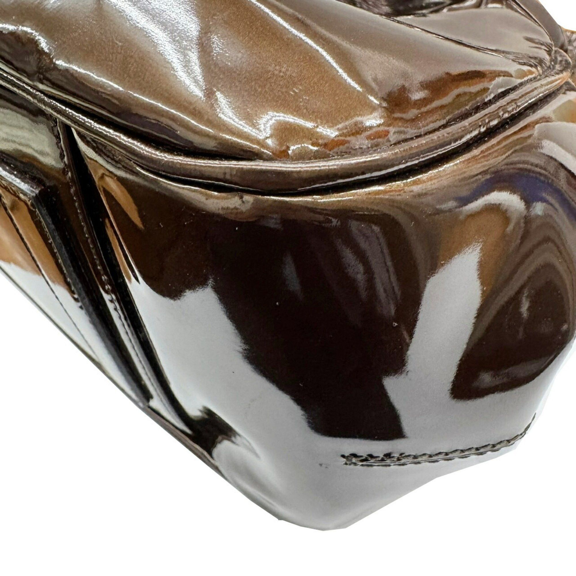 Giorgio Armani Giorgio Armani handbag enamel Gamaro brown patent ladies YGW559 Size ONE SIZE - 9 Thumbnail