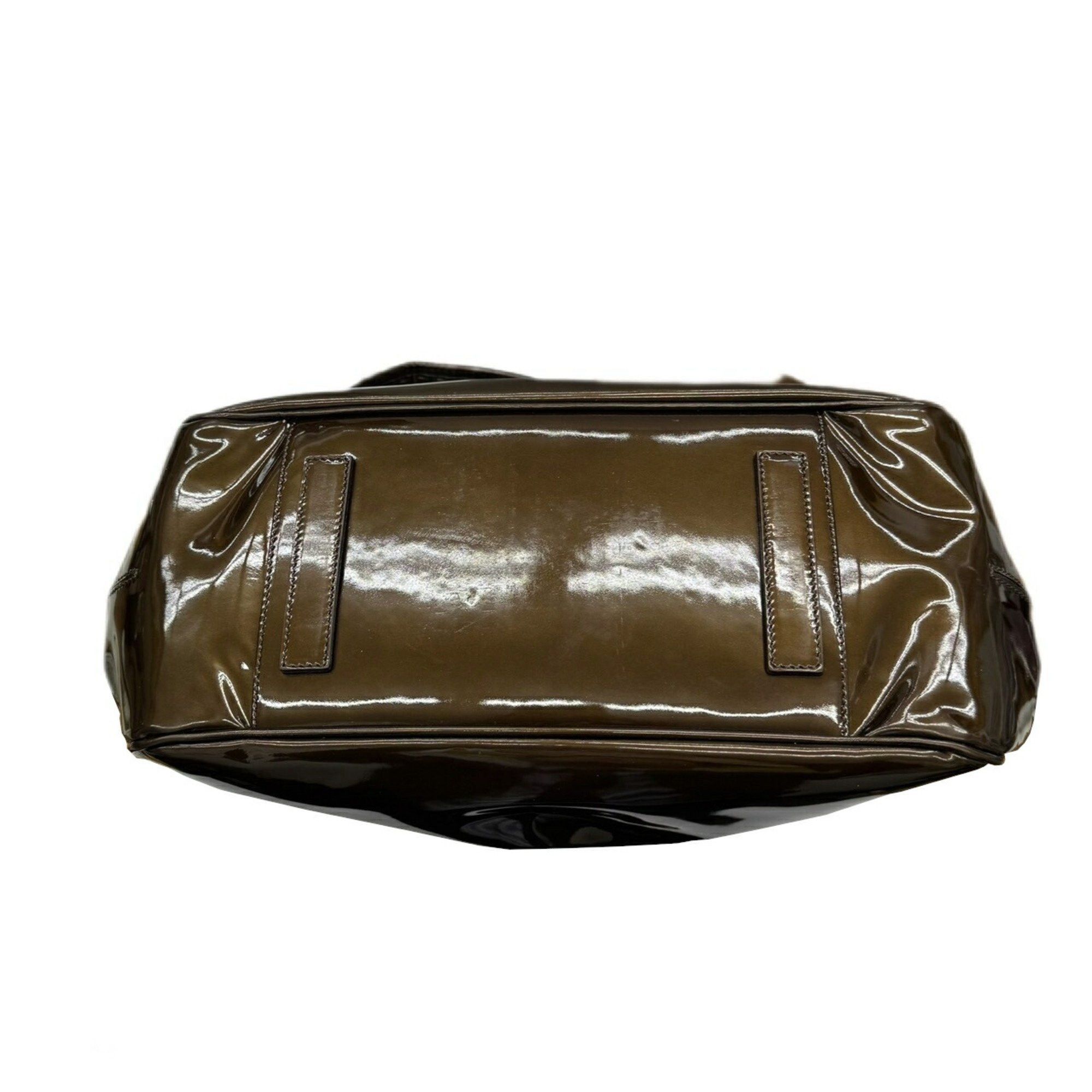 Giorgio Armani Giorgio Armani handbag enamel Gamaro brown patent ladies YGW559 Size ONE SIZE - 5 Thumbnail