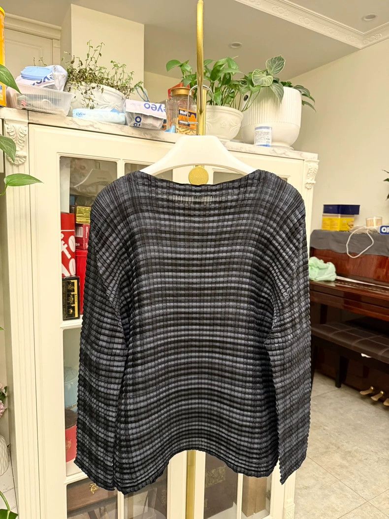 Issey Miyake New Black Gray Long Sleeve Top-yf Size US M / EU 48-50 / 2 - 6 Thumbnail