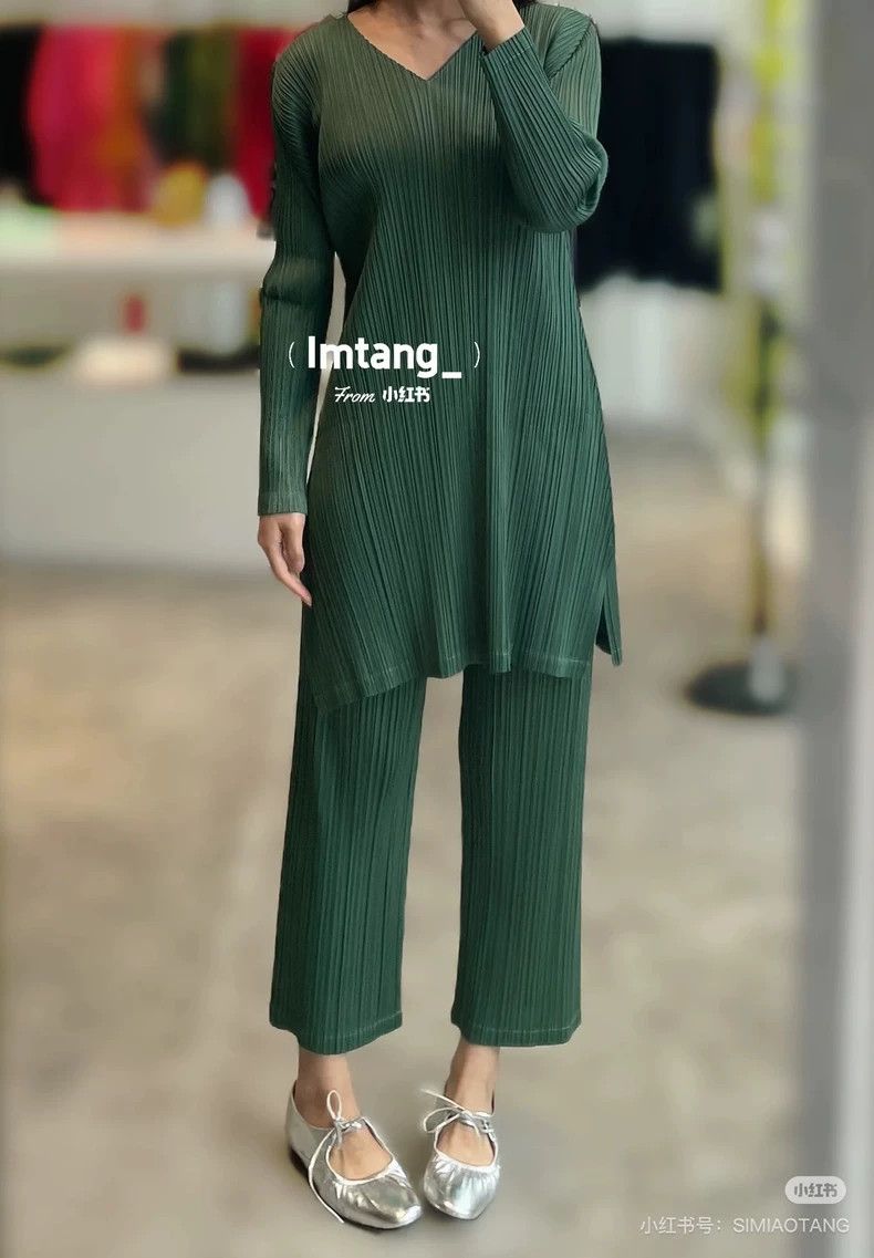 Issey Miyake Issey Miyake Long Green Dress Shirt-yf Size US M / EU 48-50 / 2 - 3 Thumbnail