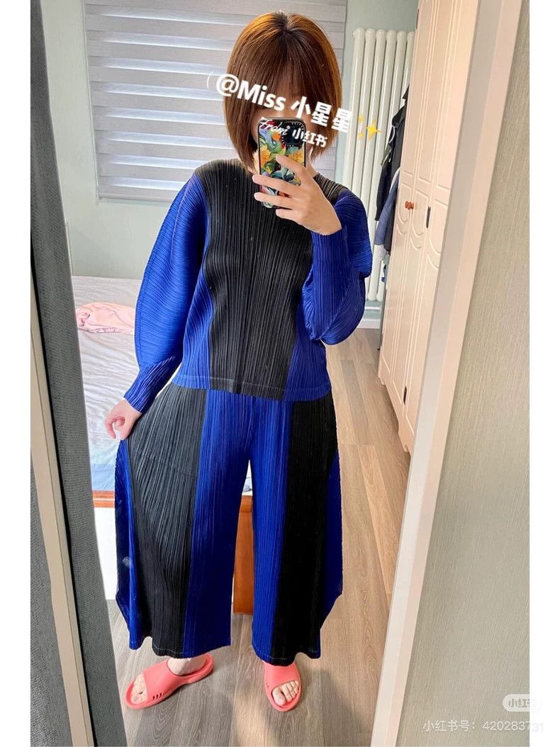 Issey Miyake Issey Miyake Long Sleeve Top Blue Black-yf Size US M / EU 48-50 / 2 - 8 Thumbnail
