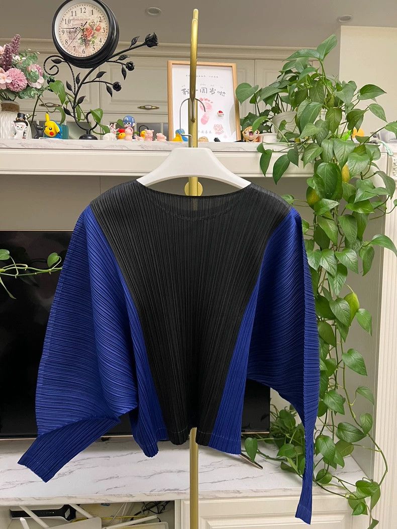 Issey Miyake Issey Miyake Long Sleeve Top Blue Black-yf Size US M / EU 48-50 / 2 - 5 Thumbnail