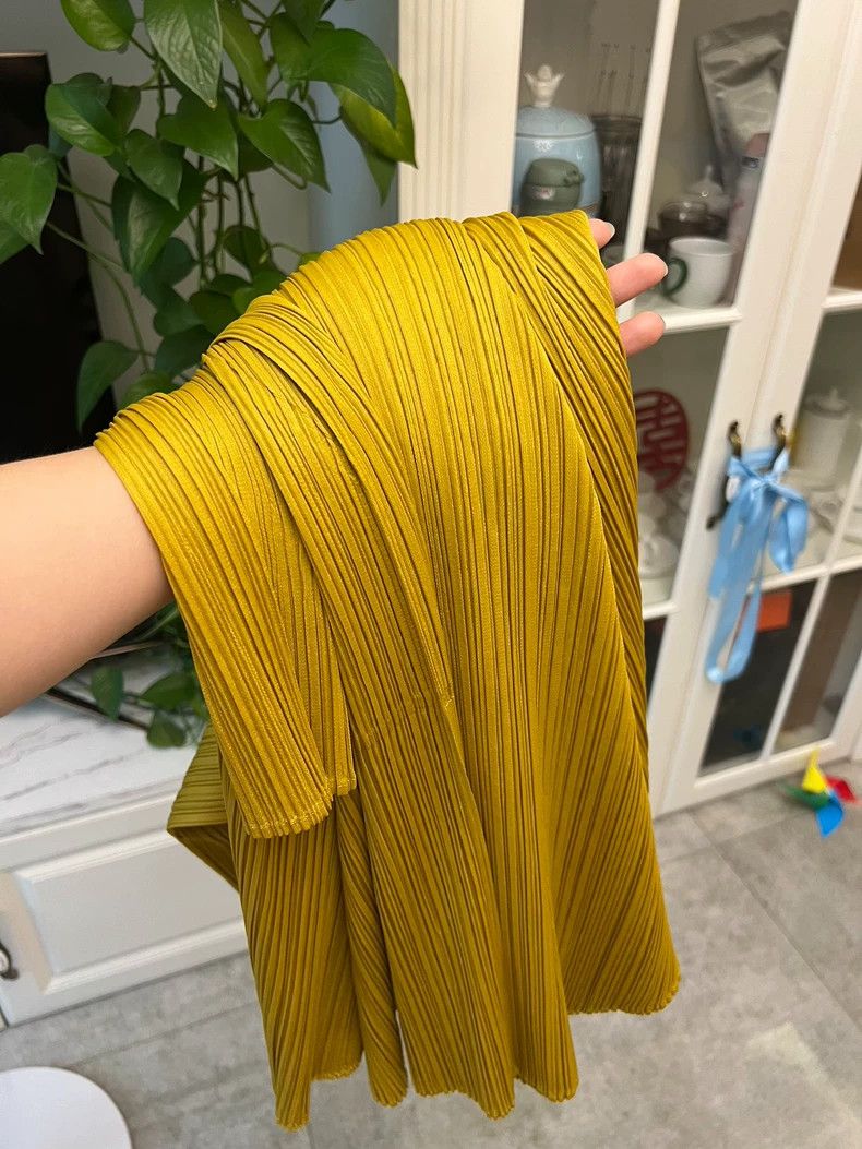 Issey Miyake Yellow Pleated Long Top Dress With Sleeves-yf Size US M / EU 48-50 / 2 - 7 Thumbnail