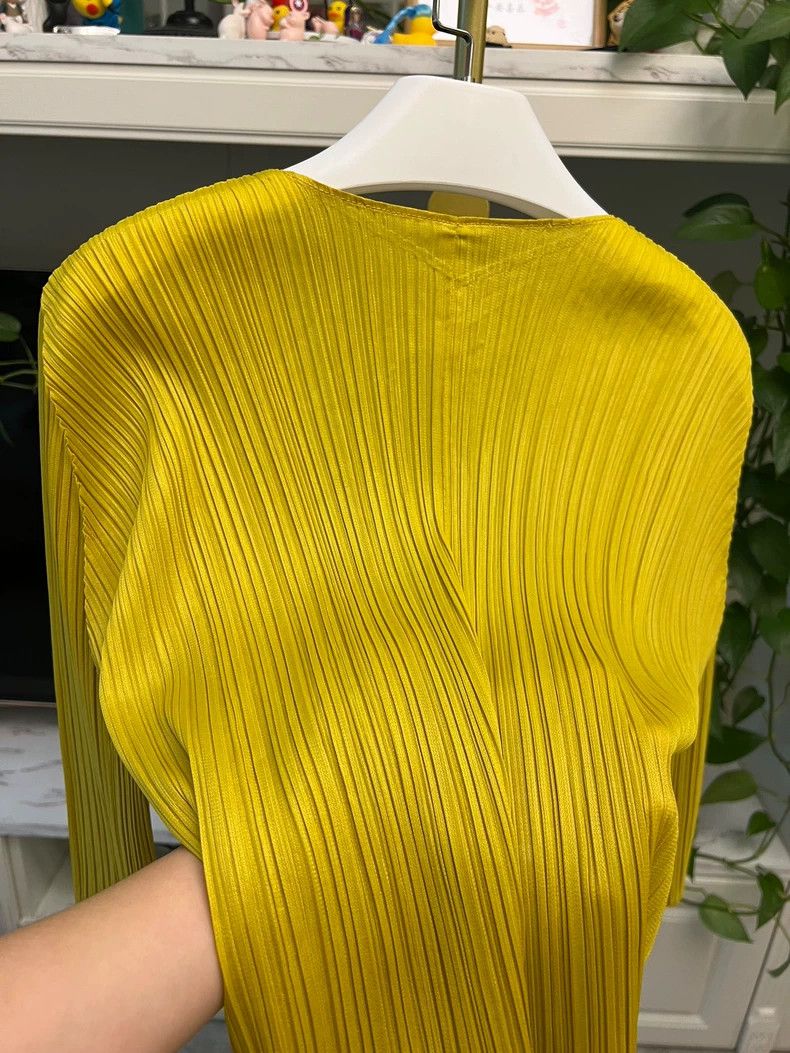 Issey Miyake Yellow Pleated Open Front Cardigan Jacket-yf Size US M / EU 48-50 / 2 - 5 Thumbnail