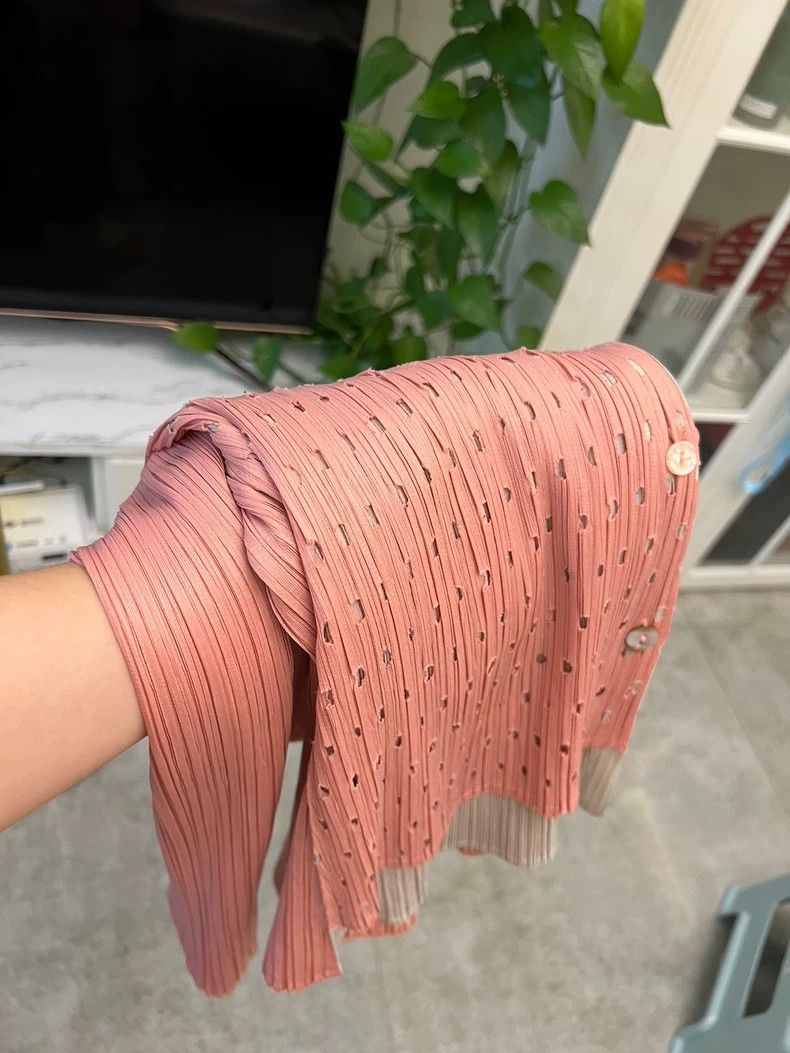 Issey Miyake Pink and Beige Layered Knit Jacket-yf Size US M / EU 48-50 / 2 - 6 Thumbnail