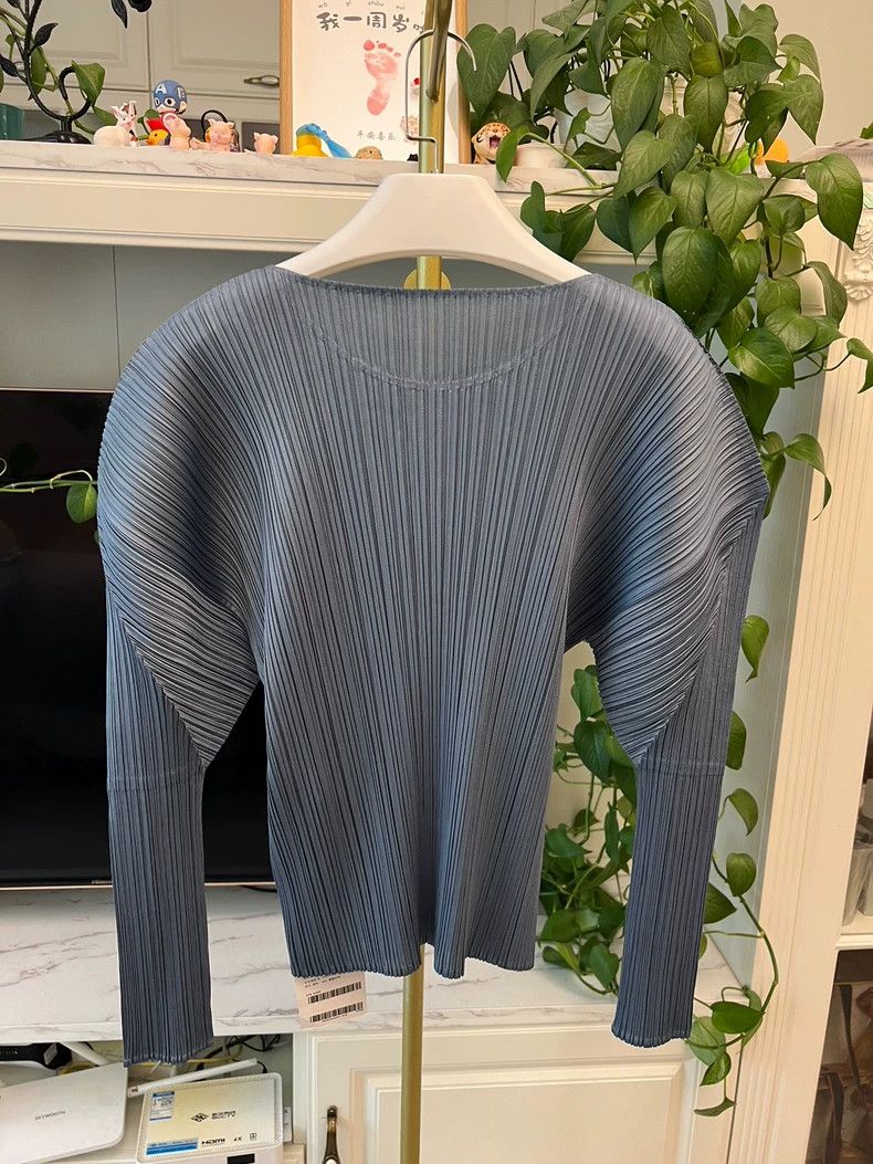 Issey Miyake Gray Blue Long Sleeve Unique Top-yf Size US L / EU 52-54 / 3 - 6 Thumbnail