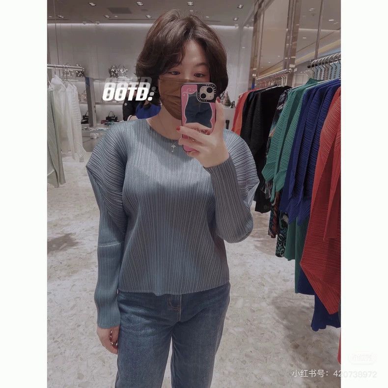 Issey Miyake Gray Blue Long Sleeve Unique Top-yf Size US L / EU 52-54 / 3 - 8 Thumbnail