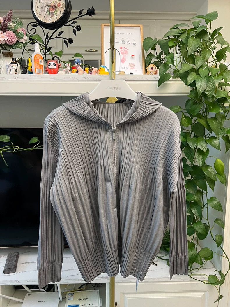 Issey Miyake Issey Miyake Light Gray Long Sleeve Hoodie-yf Size US M / EU 48-50 / 2 - 2 Thumbnail
