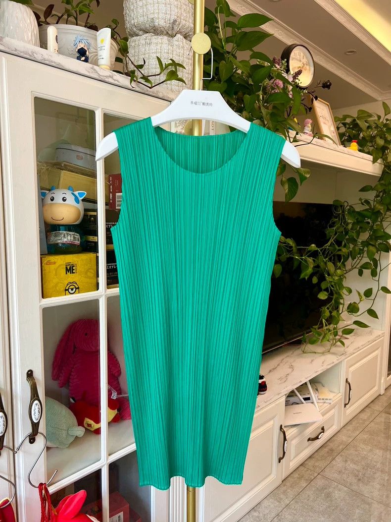 Issey Miyake Issey Miyake Long Green Sleeveless Dress-yf Size US M / EU 48-50 / 2 - 2 Thumbnail