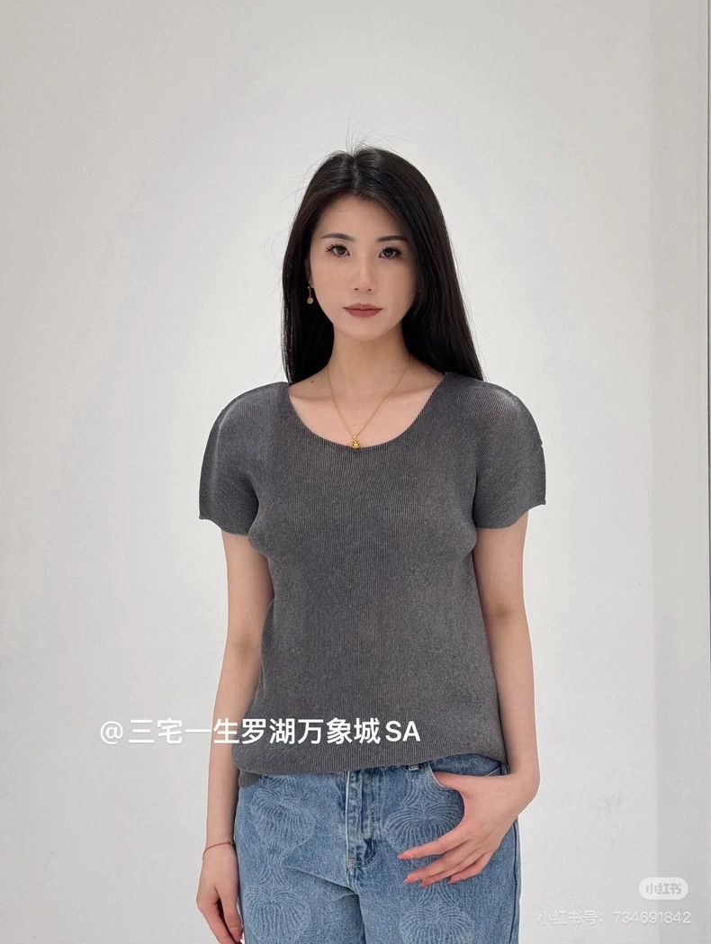 Issey Miyake Ishihara Short Sleeve Gray Top-yf Size US M / EU 48-50 / 2 - 7 Thumbnail