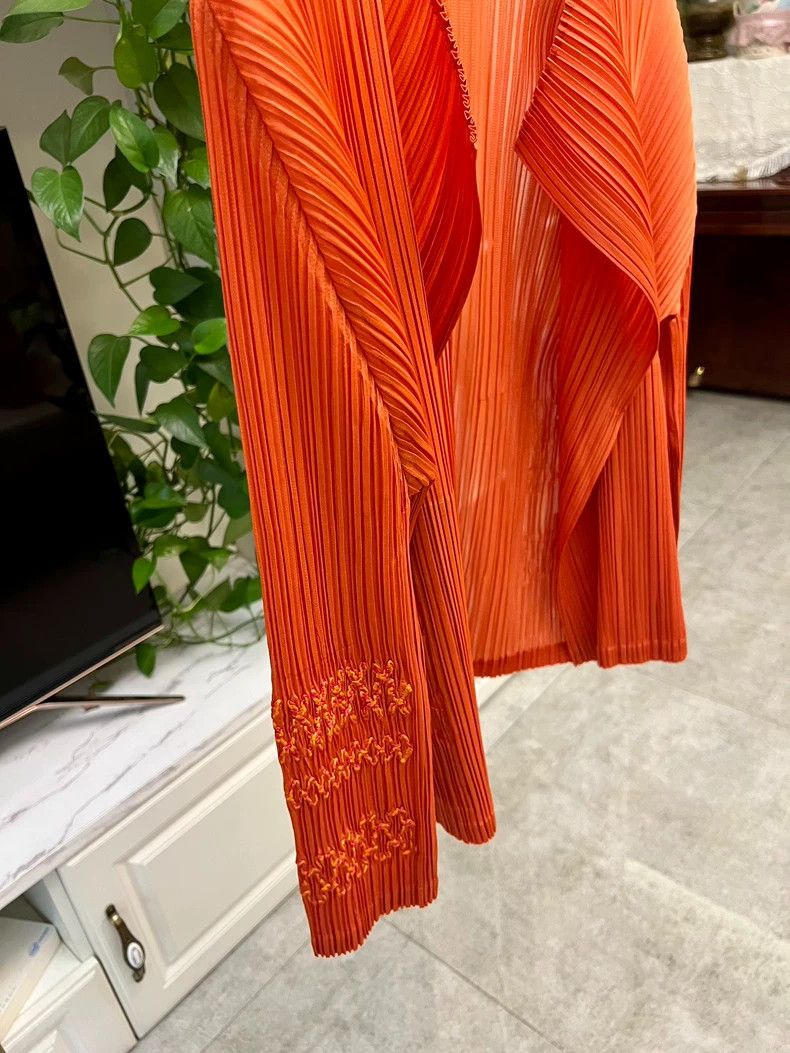Issey Miyake Issey Miyake Orange Pleated Cardigan Jacket-yf Size US M / EU 48-50 / 2 - 7 Thumbnail