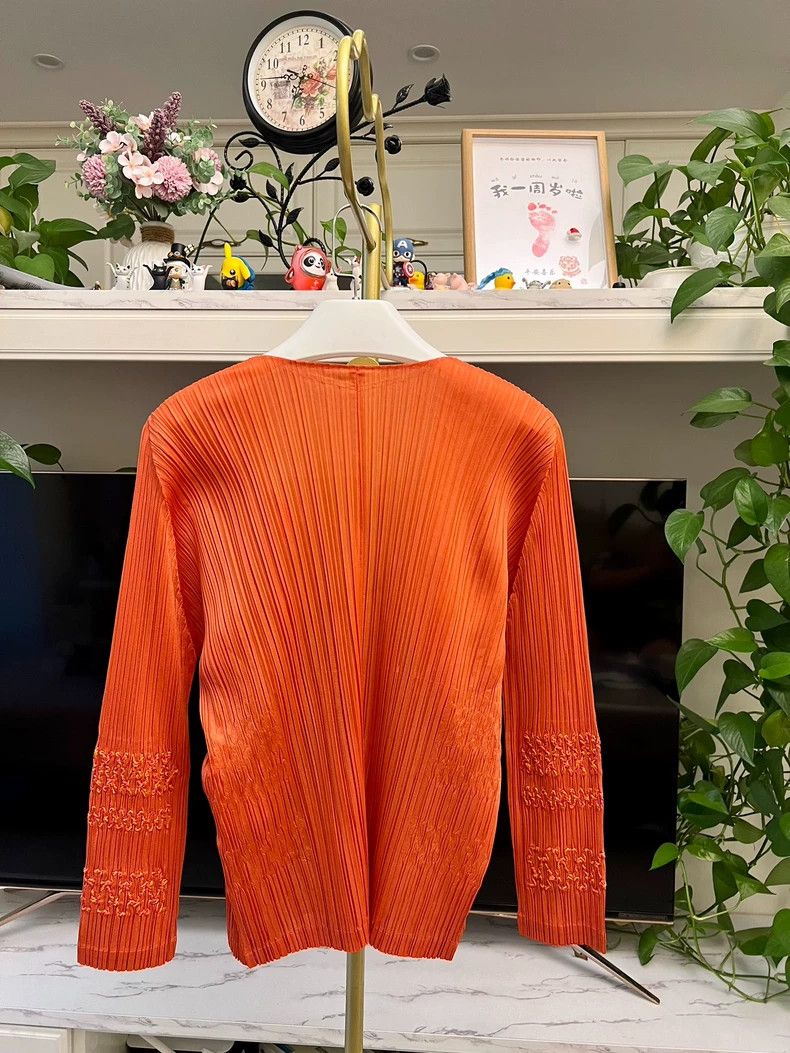 Issey Miyake Issey Miyake Orange Pleated Cardigan Jacket-yf Size US M / EU 48-50 / 2 - 5 Thumbnail