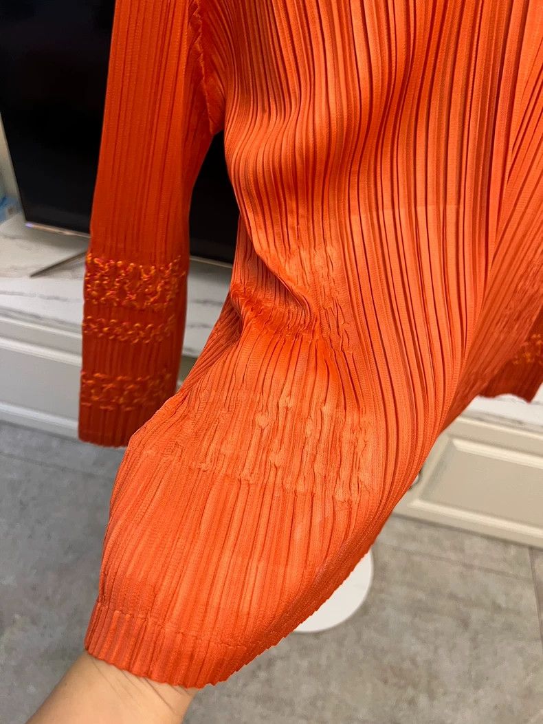 Issey Miyake Issey Miyake Orange Pleated Cardigan Jacket-yf Size US M / EU 48-50 / 2 - 6 Thumbnail