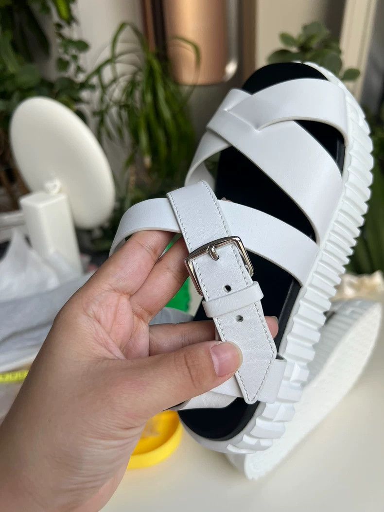 Hermes Hermes White Strappy Sandals Size 35-yf Size US 5 / EU 37 - 5 Thumbnail