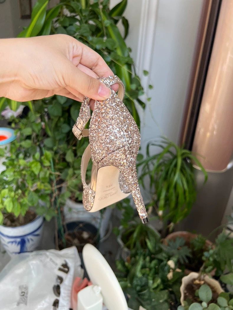 Jimmy Choo Jimmy Choo Peep-Toe Sparkly Heels for Weddings-yf Size US 8.5 / EU 41-42 - 4 Thumbnail