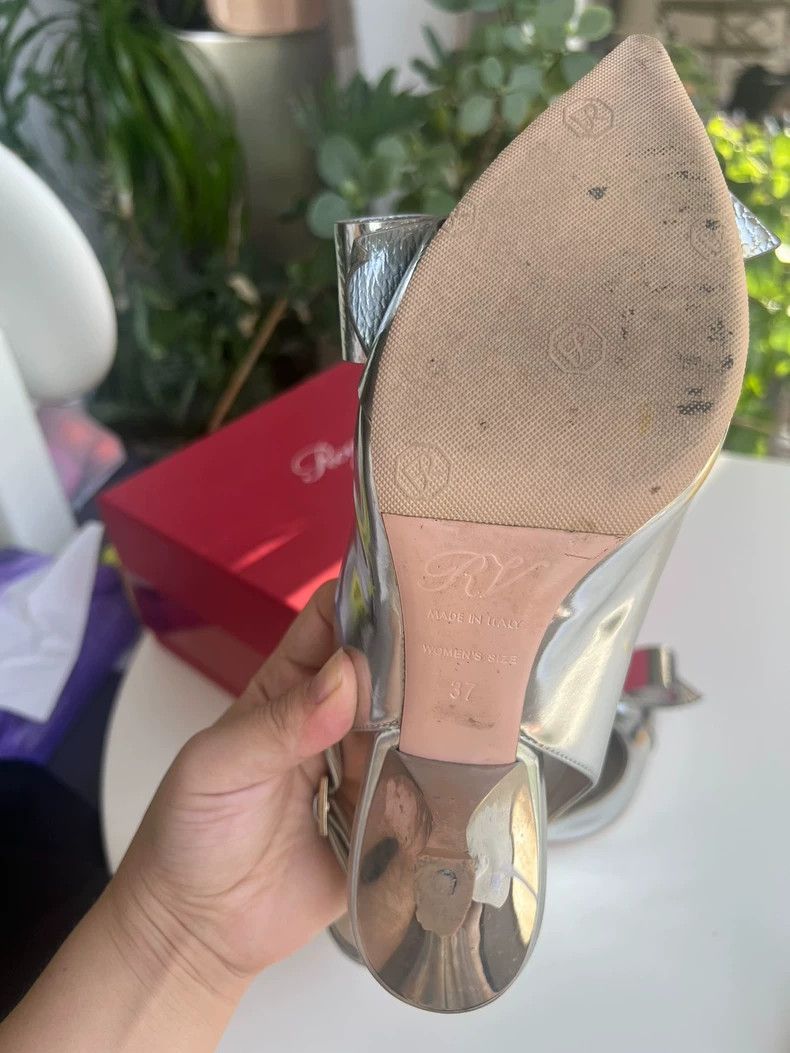 Roger Vivier Silver High Heels with Bow Detail-yf Size US 7.5 / EU 40-41 - 5 Thumbnail