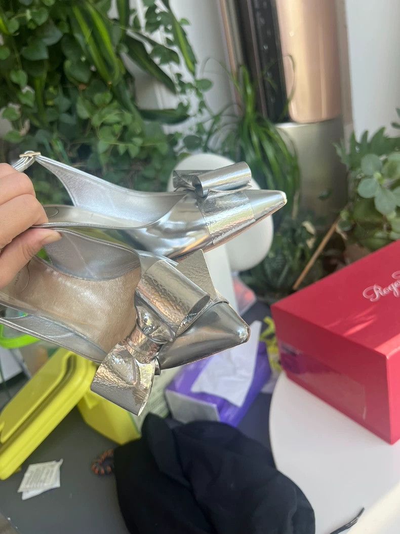 Roger Vivier Silver High Heels with Bow Detail-yf Size US 7.5 / EU 40-41 - 7 Thumbnail