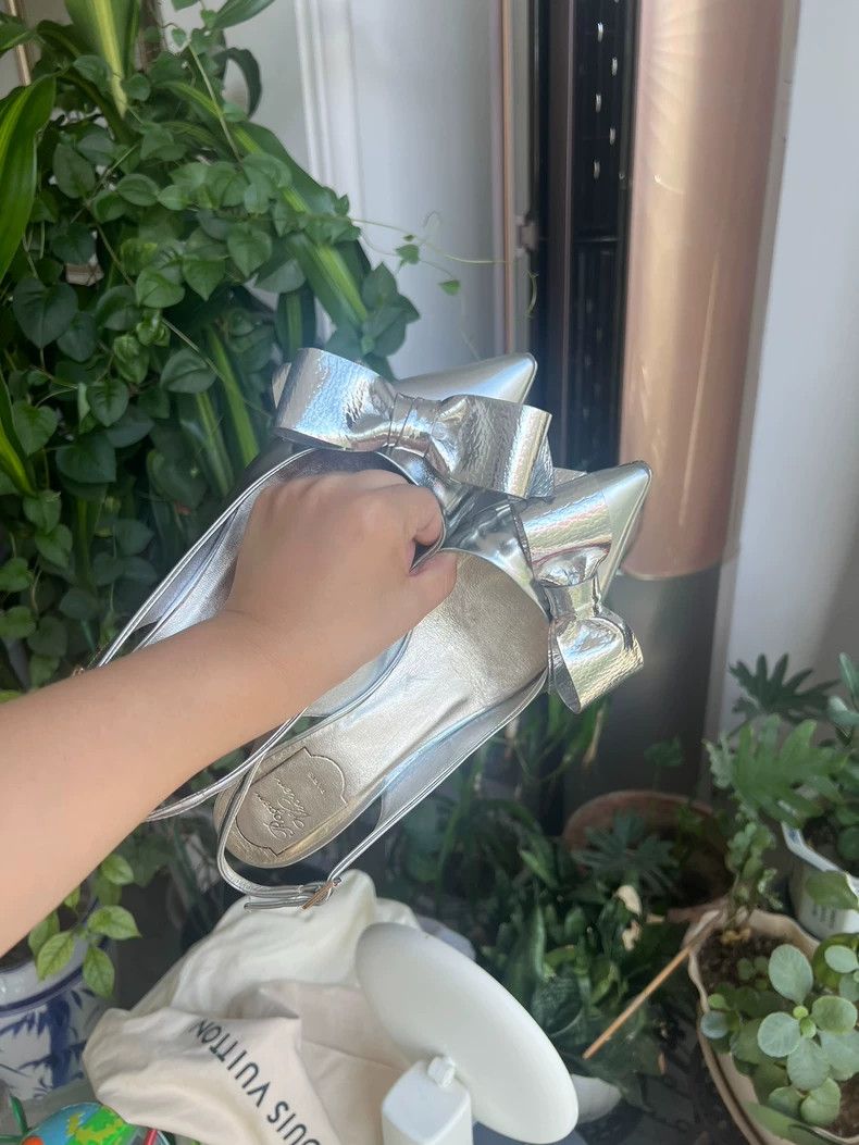 Roger Vivier Silver High Heels with Bow Detail-yf Size US 7.5 / EU 40-41 - 9 Thumbnail