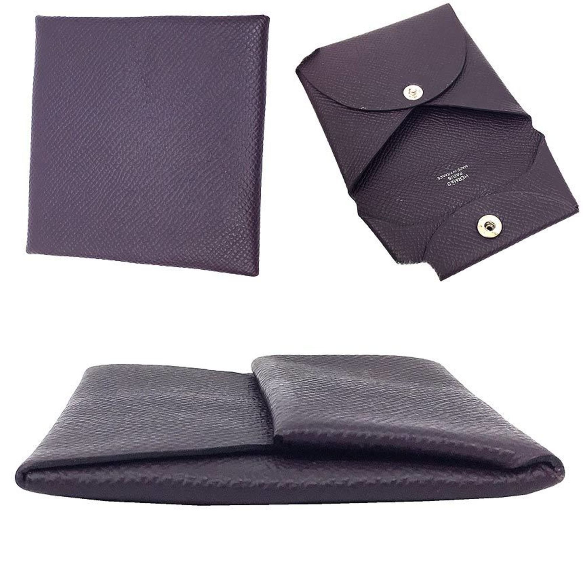 Hermes Hermes Bastia Coin Case PORTE-MONNAIE BASTIA Purse Raisin Purple Epsom Leather Wallet Size ONE SIZE - 2 Thumbnail