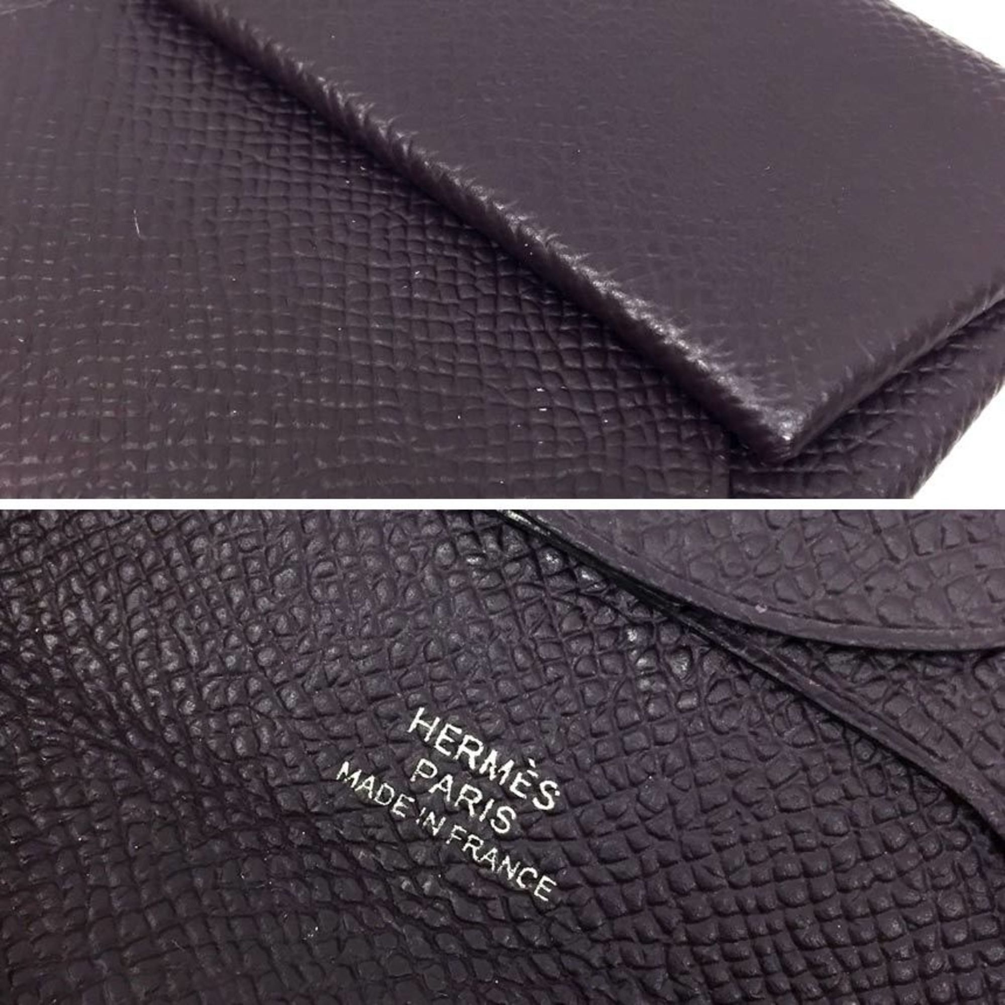 Hermes Hermes Bastia Coin Case PORTE-MONNAIE BASTIA Purse Raisin Purple Epsom Leather Wallet Size ONE SIZE - 3 Thumbnail