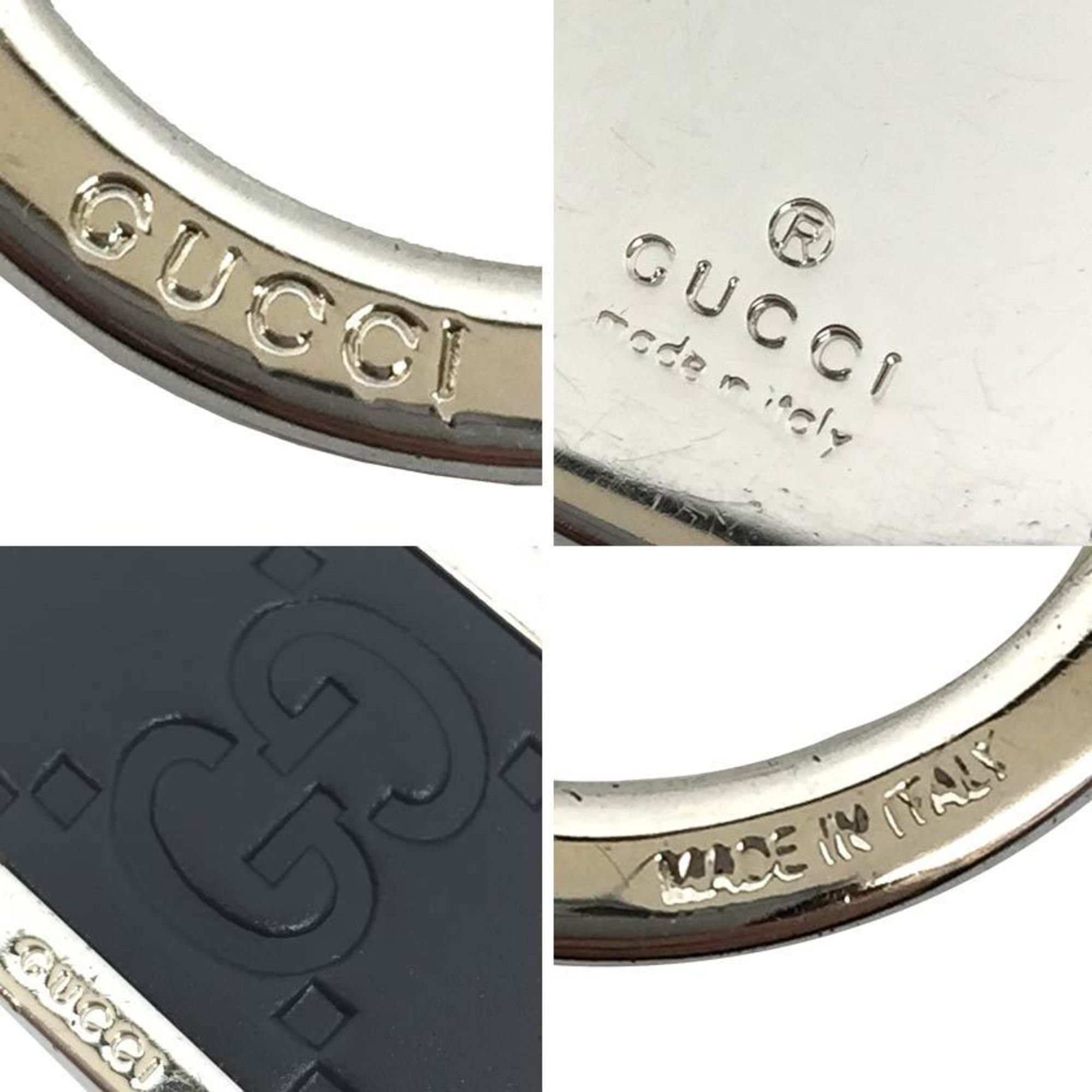 Gucci GUCCI Guccissima Key Ring Holder Leather x Metal Black Silver Men's Women's Unisex Gucci Size ONE SIZE - 3 Thumbnail