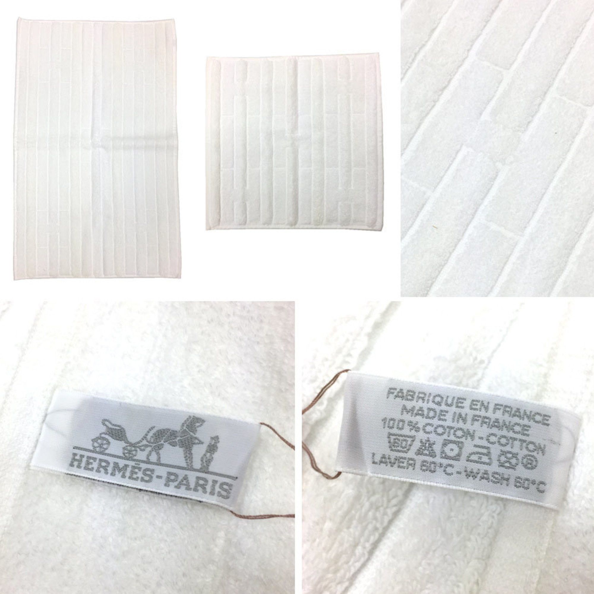 Hermes HERMES Towel set 2-piece Hand towel Face CARRE EPONGE LABYRINTHE 32×32CM SERVIETTE INVITE 100% cotton BLANCE White Preserved Men Women Unisex Unused Size ONE SIZE - 3 Thumbnail